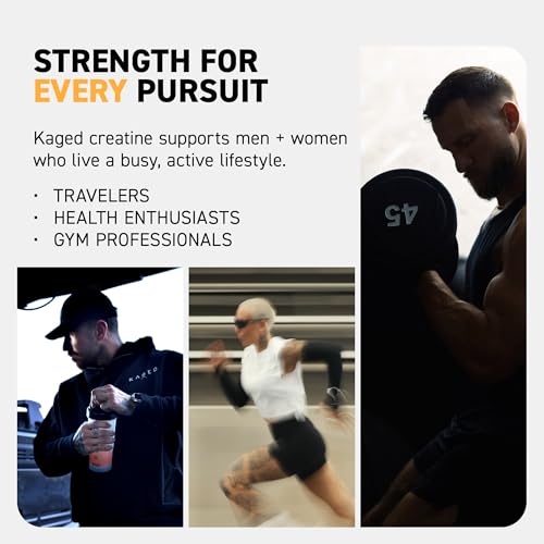 Image of Kaged Creatine Monohydrate + Max Absorption Technology | Micronized Powder Stick Packs | Orange Mango | Muscle Building & Recovery | Brain Health | Supplements for Men & Women | 25 Servings