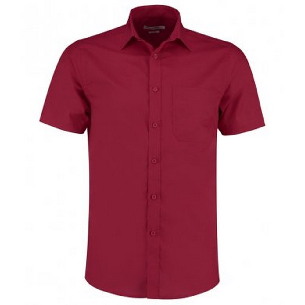 Kustom Kit Mens Short Sleeve Tailored Poplin Shirt (16.5) (Claret)
