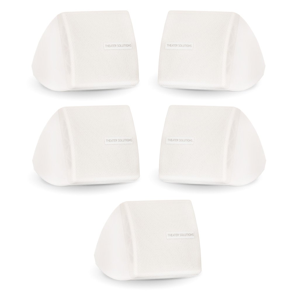 Theater Solutions TS30W Mountable Indoor Speakers White Bookshelf 5 Piece Pack