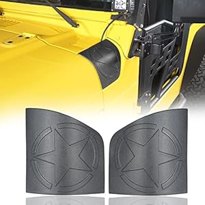 Hooke Road Wrangler TJ Cowl Body Armor Cover Corner Guards w/Star Logo in Matte Black for 1997-2006 Jeep TJ Wrangler