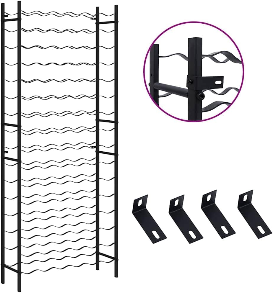 vidaXL Wine Rack, Wine Bottle Holder for 96 Bottles, Wine Storage, Wine Bottle Organizer for Dining Room Living Room Kitchen, Modern, Black Iron