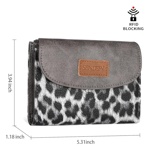 Image of SENDEFN Small Womens Wallet RFID Blocking Double Zipper Pocket Card Holder Purse