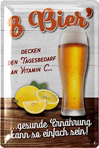 Cartel de chapa retro con texto en alemán "Bier",Divertido cartel de cerveza como decoración de bodega, regalo de cumpleaños y día del padre, cartel de metal vintage 20x30 cm Cover
