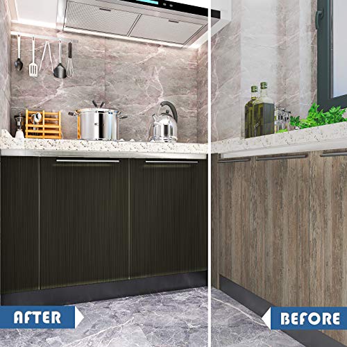 Veelike Bronze Black Brushed Stainless Steel Contact Paper 15.74"X354.33" Rust Resistance Waterproof Removable Peel And Stick Wallpaper For Metal Surface Kitchen Cabinet Refrigerator Elevator Door #TOP7