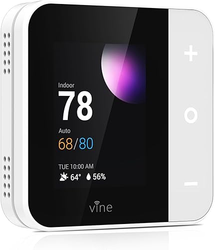 vine Termostato para el hogar con pantalla táctil a color, termostato inteligente WiFi compatible con Alexa y Google Assistant, programable de 7