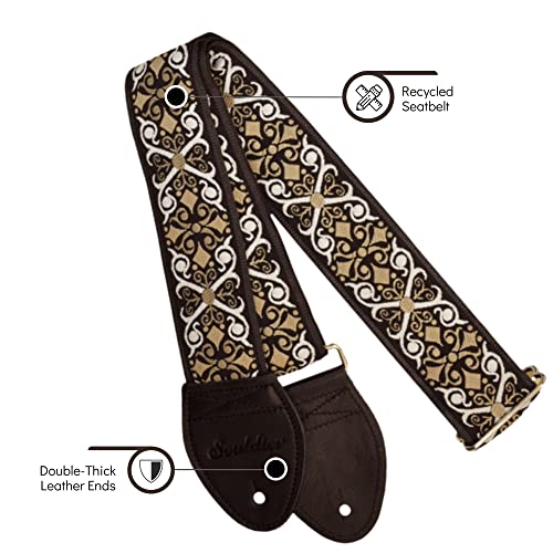 Souldier Gs0843Bk04Bk - Handmade Seatbelt Guitar Strap For Bass, Electric Or Acoustic Guitar, 2 Inches Wide And Adjustable Length From 30" To 63" Made In The Usa, Constantine, Black #TOP2