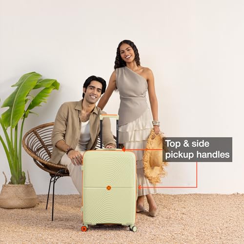 Image of Nasher Miles Bali Hard-Sided Polypropylene Check-in Luggage 28 inch | 75cm | 8 Wheels Large Trolley Bag for Travel | Suitcase (Cream)