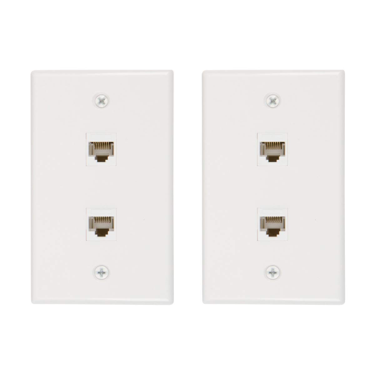 Buyer's Point 2 Port Cat6 Ethernet Wall Plate, Female-Female White (2, 2 Port)