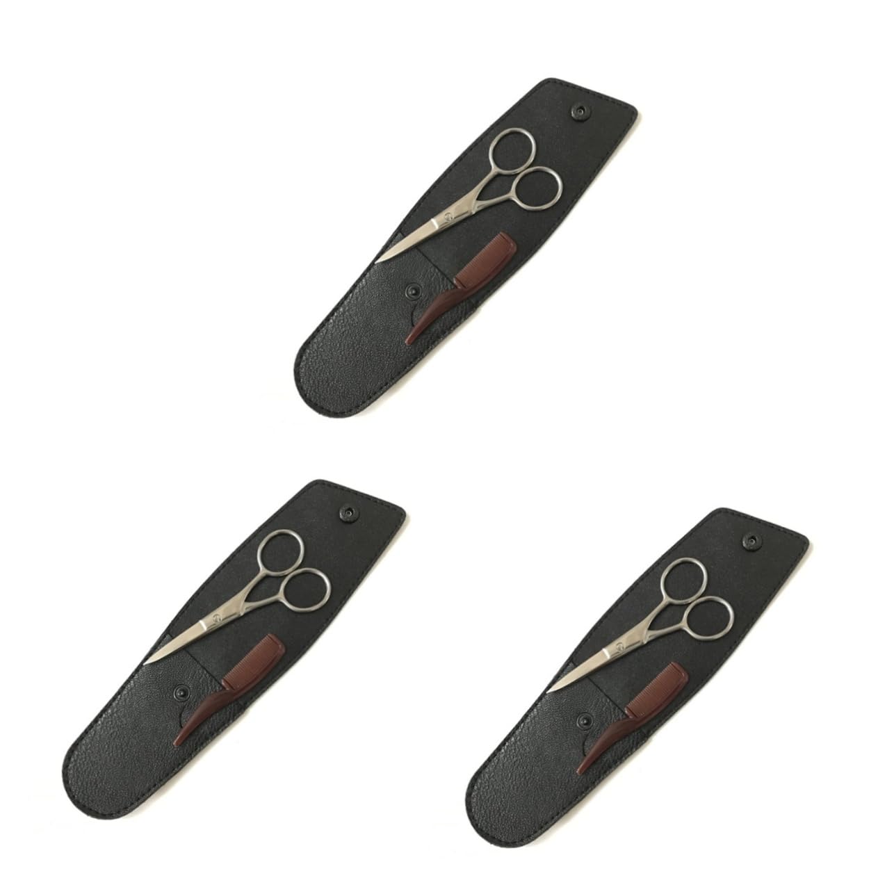 Ipetboom 3 Sets Beard Shears Beard Cutter Mustache Trimming Scissors Grooming Scissor Kit Beard Trimming Scissors Professional Shears Hair Cutting Beard Scissors Mustache Scissors Black