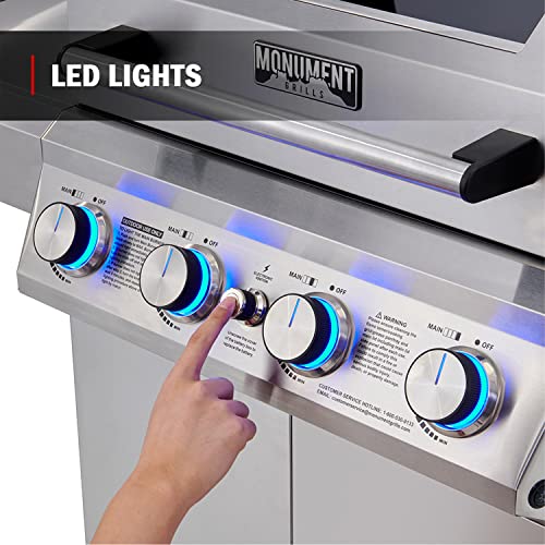 Monument Grills Larger 4-Burner Propane Gas Grills Bbq Stainless Steel Heavy-Duty Cabinet Style With Led Controls Side Burner Mesa 400M #TOP2