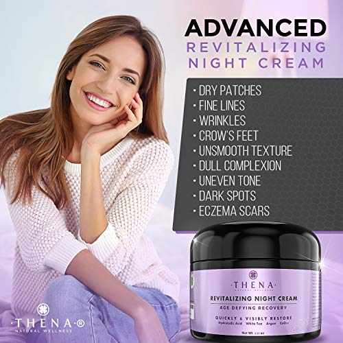 THENA Night Cream Anti Aging Wrinkle Face Cream Natural & Organic Skin Care With Vitamin A (Retinol) E & C Hyaluronic Acid Regenerating Collagen Night Face Moisturizer For Women & Men - Thumbnail 5