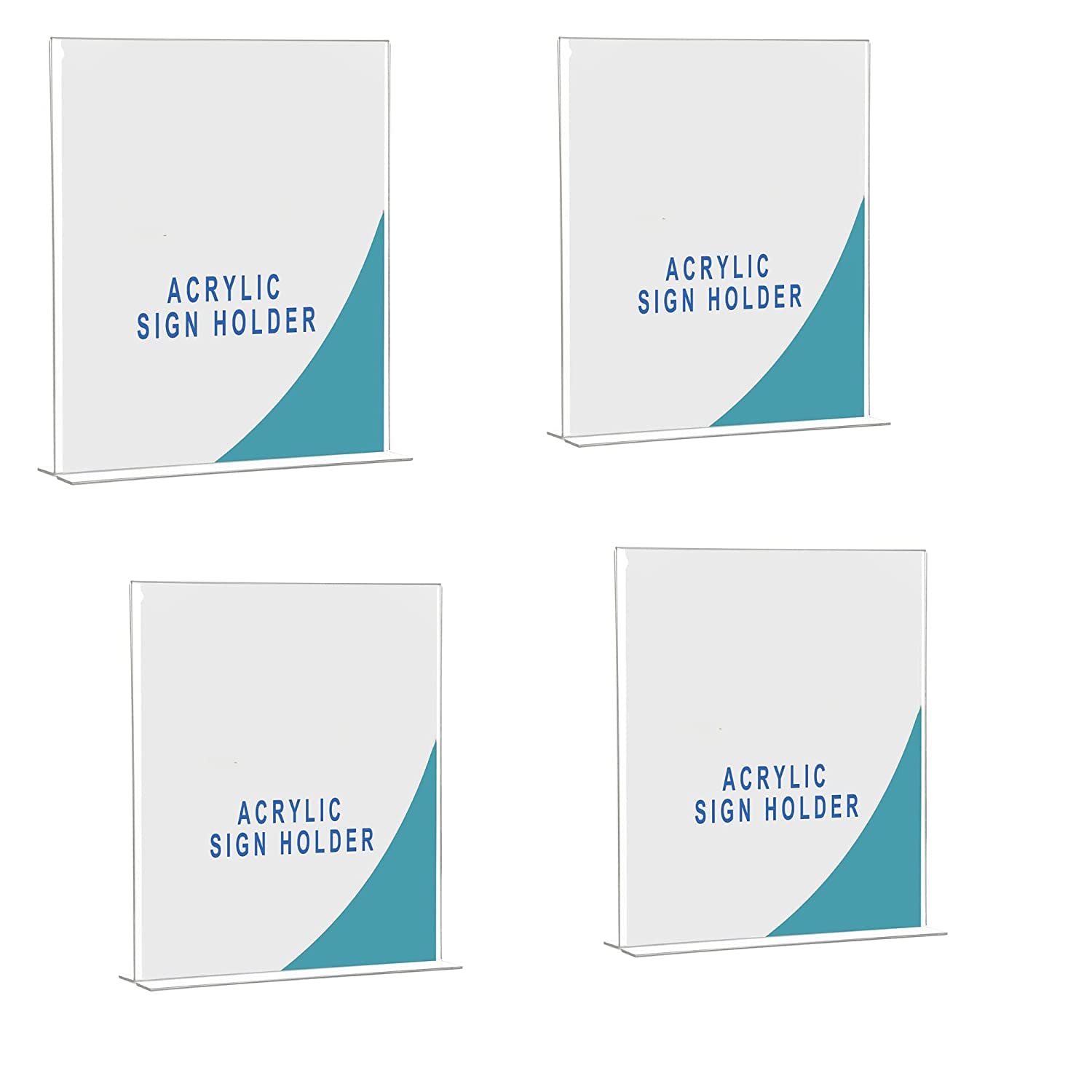 4 X 6 Inch (A6) T Shape Acrylic Sign Holder Double Side Table Menu Stand, Clear Plastic Desktop Display Perfect for Restaurants, Promotions, Photo Frames, School, Office, Hotel, Party (Set of 4)