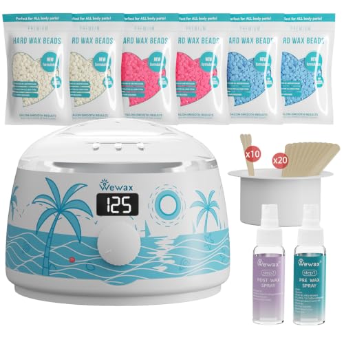 Image of Waxing Kit for Women, Wax Warmer for Hair Removal 6 Packs Hard Wax Beads