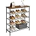 YMYNY Zapatero de 5 Niveles, Zapatero de Almacenamiento, Organizador de Zapatos con 4 Estantes de Malla Metálica, para Entrada, Pasillo, Armario, Dormitorio, Marrón Rústico HD-HTXJ005H