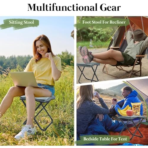 Image of Portable Folding Camping Stool, Lightweight Travel Seat with Carry Bag, Stainless Steel Frame, Waterproof Oxford Fabric, Compact Collapsible Chair Trekking, Beach & Outdoor Use Pack of 1