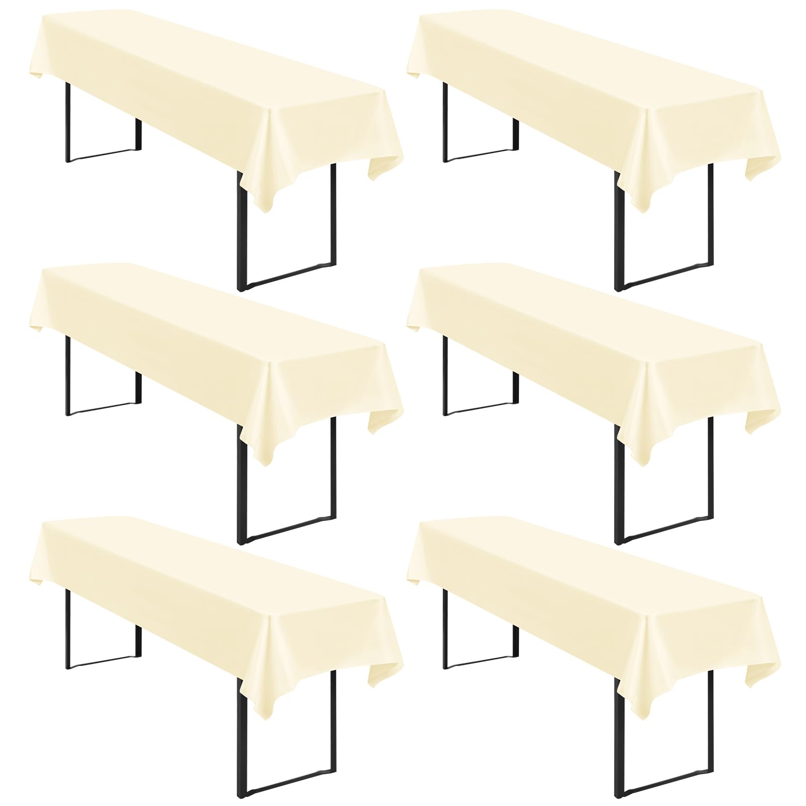 6 tovaglia da birra, 100 x 250 cm, impermeabile, in poliestere, beige, per tavoli da birra da 50 e 70 cm, tovaglia rettangolare per feste di nozze