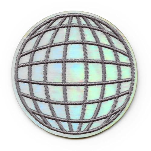 Iridescent Disco Ball Patch Groovy 70's Party Applique Embroidered Iron On