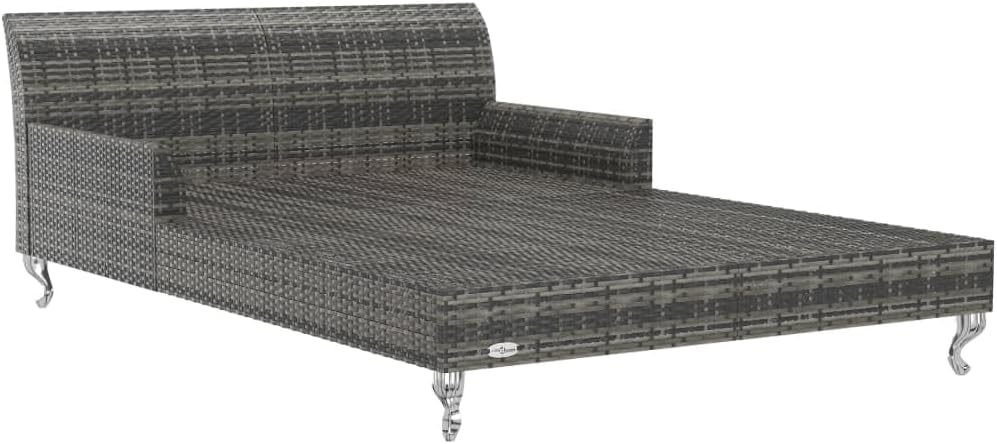 Sun Lounger Grey Rattan and Dark Grey Cushion Outdoor Furniture Beds
