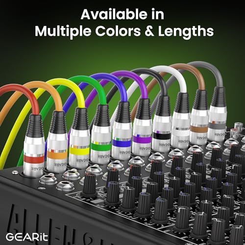GearIT XLR Microphone Cable (10 Feet, 6 Pack) - 3-Pin Balanced Shielded XLR Male to Female Mic Cable for Mixer, Studio, Podcast - Multi Colored, 10Ft, 6 Pack by GEARit - Image 8