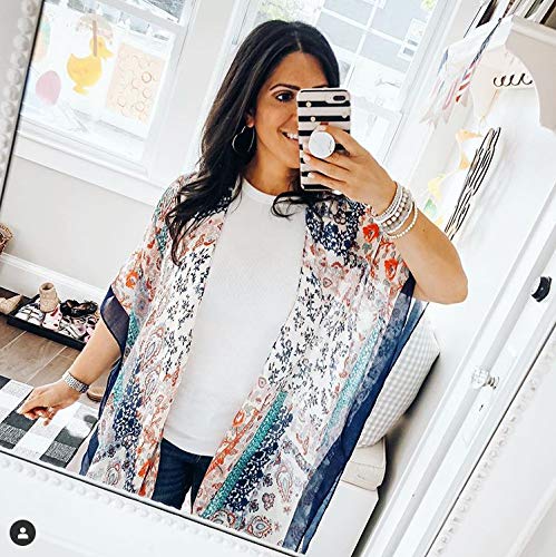 Moss Rose Women Boho Print Kimono Cardigan Loose Cover Up Casual Blouse Tops #TOP2