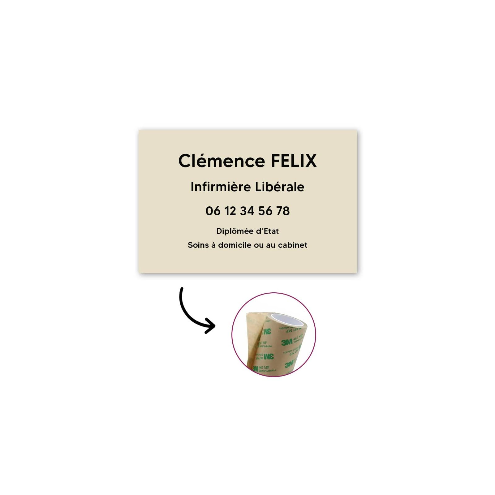 DECOHO - Plaque professionnelle personnalisée en PVC pour infirmière libérale - Beige lettres noires Adhésif 3M
