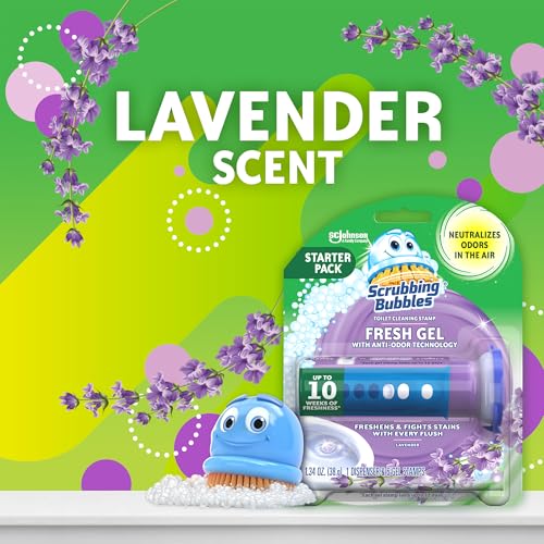 Image of Scrubbing Bubbles Fresh Gel Automatic Toilet Bowl Cleaner, Lavender, 6 Count, 1.34 Ounce (Pack of 6)