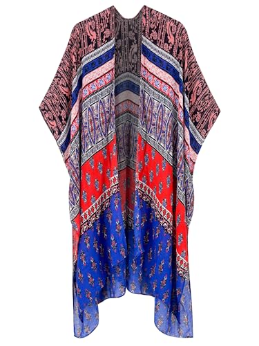 Image of Breezy Lane Women's Kimono Cardigan Summer Swimsuit Coverups Beach Cover Up with Floral Print for Vacation