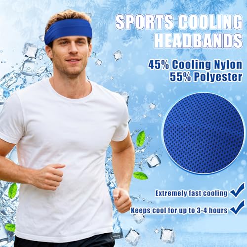 Image of 5pcs Summer Cooling Headbands for Men Stretchy Workout Sports Sweatbands Absorb Chill Cool Hairband for Hot Weather Running Golf Athletic