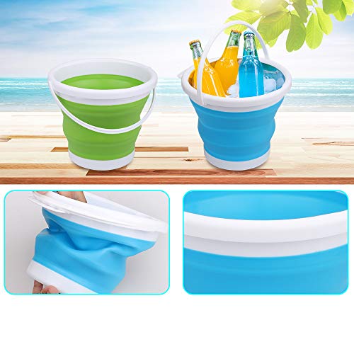 Silicone Beach Foldable Buckets Toys, 3L Jumbo Sand Pails Bucket Set