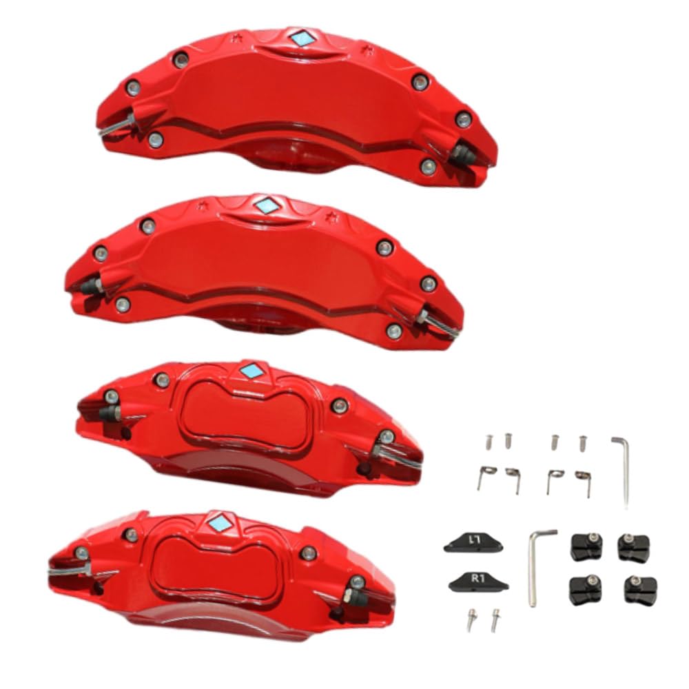 Cubiertas de pinza de aleación de aluminio para buje de rueda de 19 y 20 pulgadas, cubierta de pinza de freno delantera y trasera, color rojo, compatible con Tesla Model Y 2021-2024, compatible