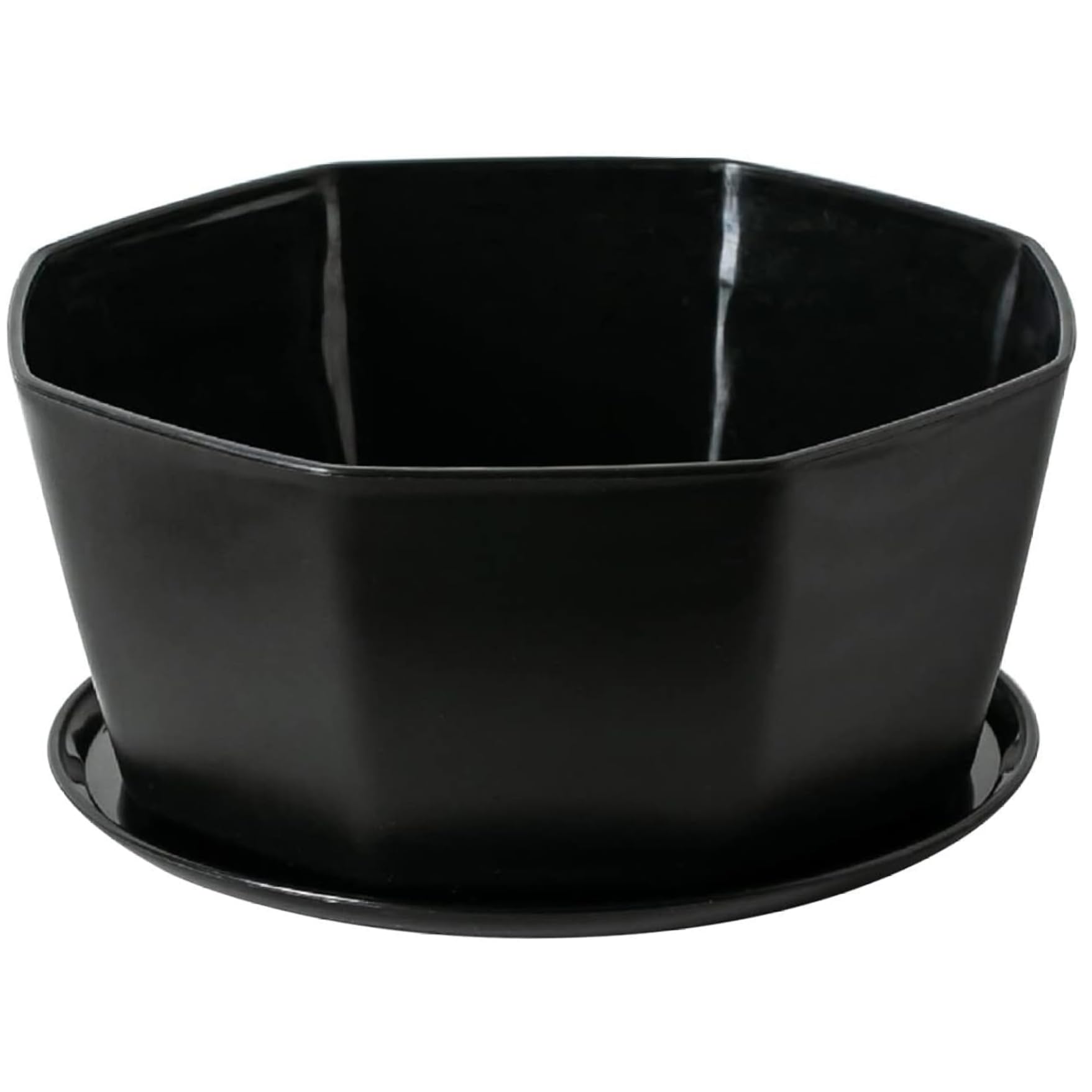Pesoncarl Black+ 8Inch 8" Succulent Pots, Plastic Succulent Planter Pots With Drainage Hole, Shallow Plant Pot, Flower Pot For Indoor Plants Round Shallow Bonsai With Bamboo Tray, Black, Garden