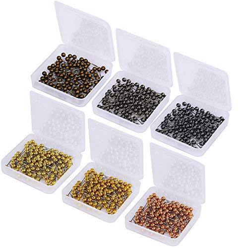 600 Pieces Multi-Color Push Pins Map Tacks,1/8 Inch Round Head with Stainless Point, in Reconfigurable Container for Bulletin Board, Fabric Marking, Map Pins (600-Count Metallic Color)