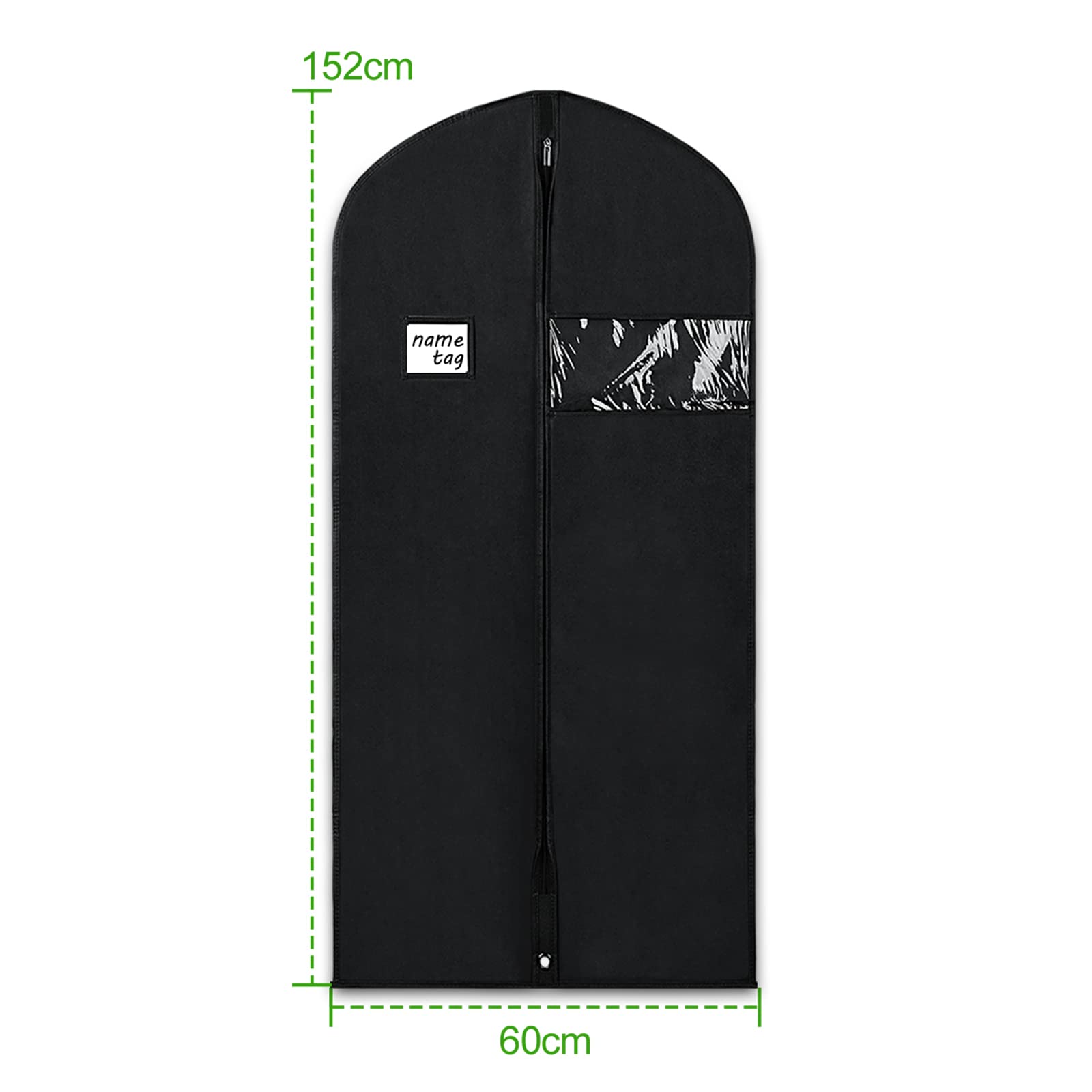 KEEGH Sacco appendiabiti da 152 cm (set da 10 pezzi) per riporre gli abiti | Custodia per abiti con cerniera e giacca per abiti con occhielli pieghevoli, colore nero