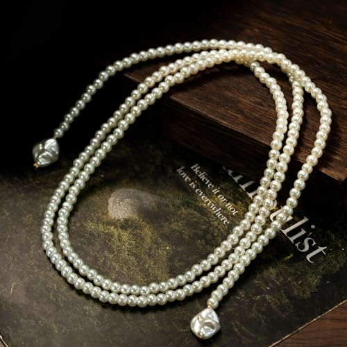 50IN Charm Long Pearl Necklace for Women - 1920s Vintage Beaded Costume Jewelry - Non Tarnish Pearl String for Wedding Guest or Birthday Gift3