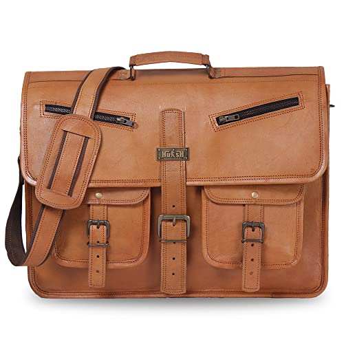 Leather Messenger Bag for Men and Women 18 Inch | Best Laptop Briefcase Satchel Computer Bag with Adjustable Strap3