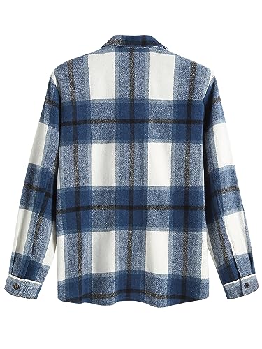 Image of ZAFUL Unisex Plaid Flannel Shirt Jacket Button Down Long Sleeve Pocket Coat Outwear | Mens Fall Clothes Lightweight Long Sleeve Button Down Flap Pocket Jacket Tops for Fall&Winter 2026