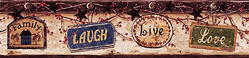Chesapeake CTR63151B Kinsey Blue Live Laugh Love Wallpaper Border