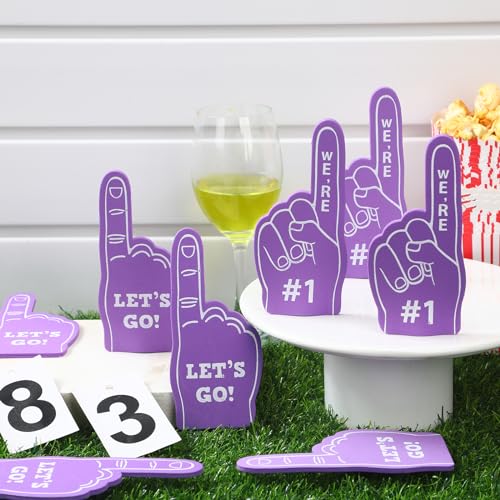 Sinmoe 48 Pieces Mini Foam Fingers, We\'re #1 Sport Fan Foam Finger Basketball Baseball Football Soccer Team Cheerleader Gifts for Adults Sporting Events Games Birthday Supplies(Purple) - Thumbnail 4