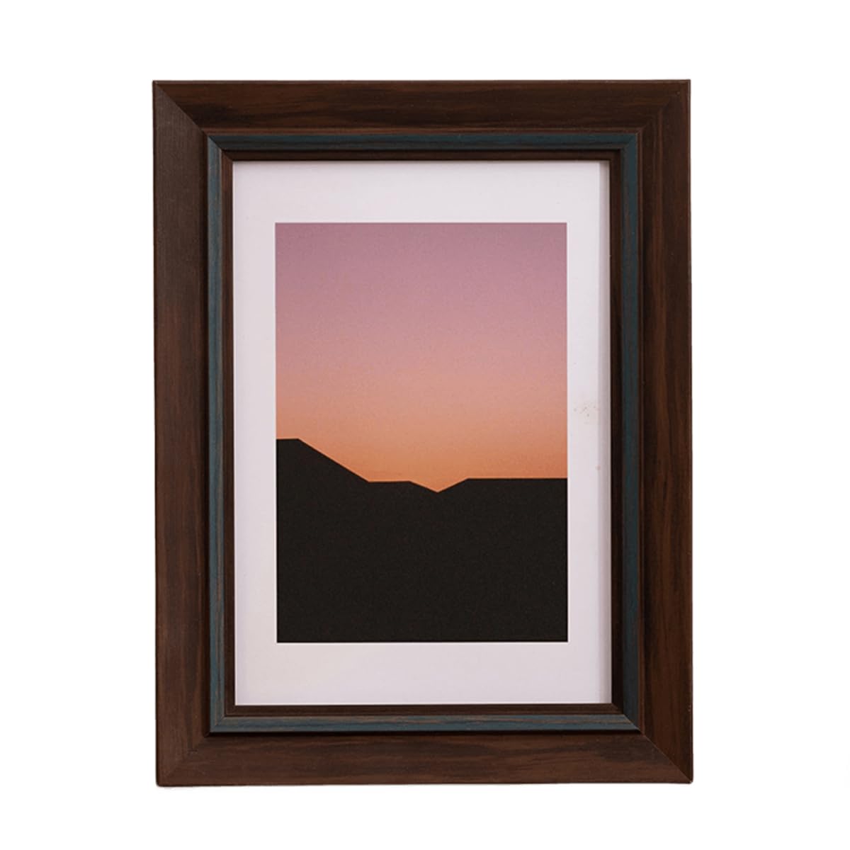 Personalised Photo Frame Solid Wood Shabby Chic Picture Frames with Picture Mount for 8x6 inch Photo (Dark Brown,8")
