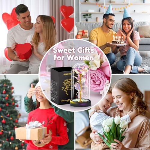 Otlonpe Muttertagsgeschenke für Mama, 7 Zoll Ewige Glas Rose Personalisiert Frauen Valentinstag Weihnachts, Geburtstagsgeschenk, Frauen Blumen für Freundin Mama Oma Frau