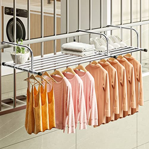 Étendoir à linge en acier inoxydable extensible pour intérieur, séchoir à linge mural pour balcon, prêt à l'emploi une fois accroché