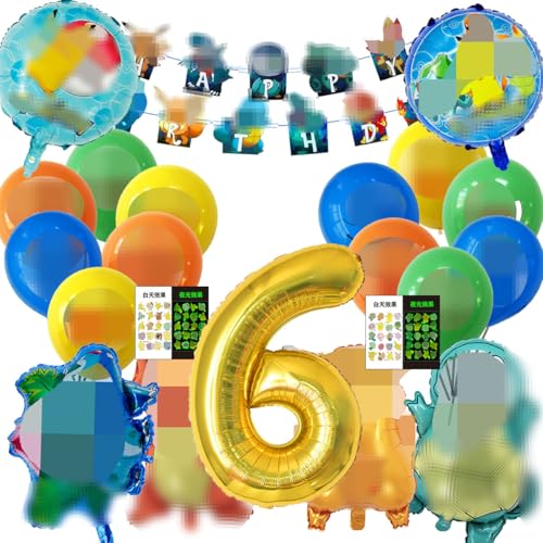 Kit de décoration pour anniversaire d'enfant de 6 ans, le thème des dessins animés mangas, Idéal pour les fêtes de garçons et de filles