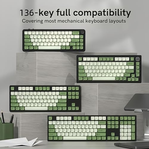 Image of dagaladoo PBT Keyboard keycaps Ceramic Style,Green moa keycaps