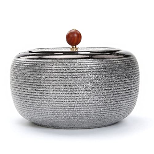 IWENZHKPA Cendrier Cendrier européen avec Couvercle céramique cendrier Cendres Cendres Cendres créatifs de Salon Pratique Salon Bureau Titulaire de Cendres Cendriers De Table(Black)