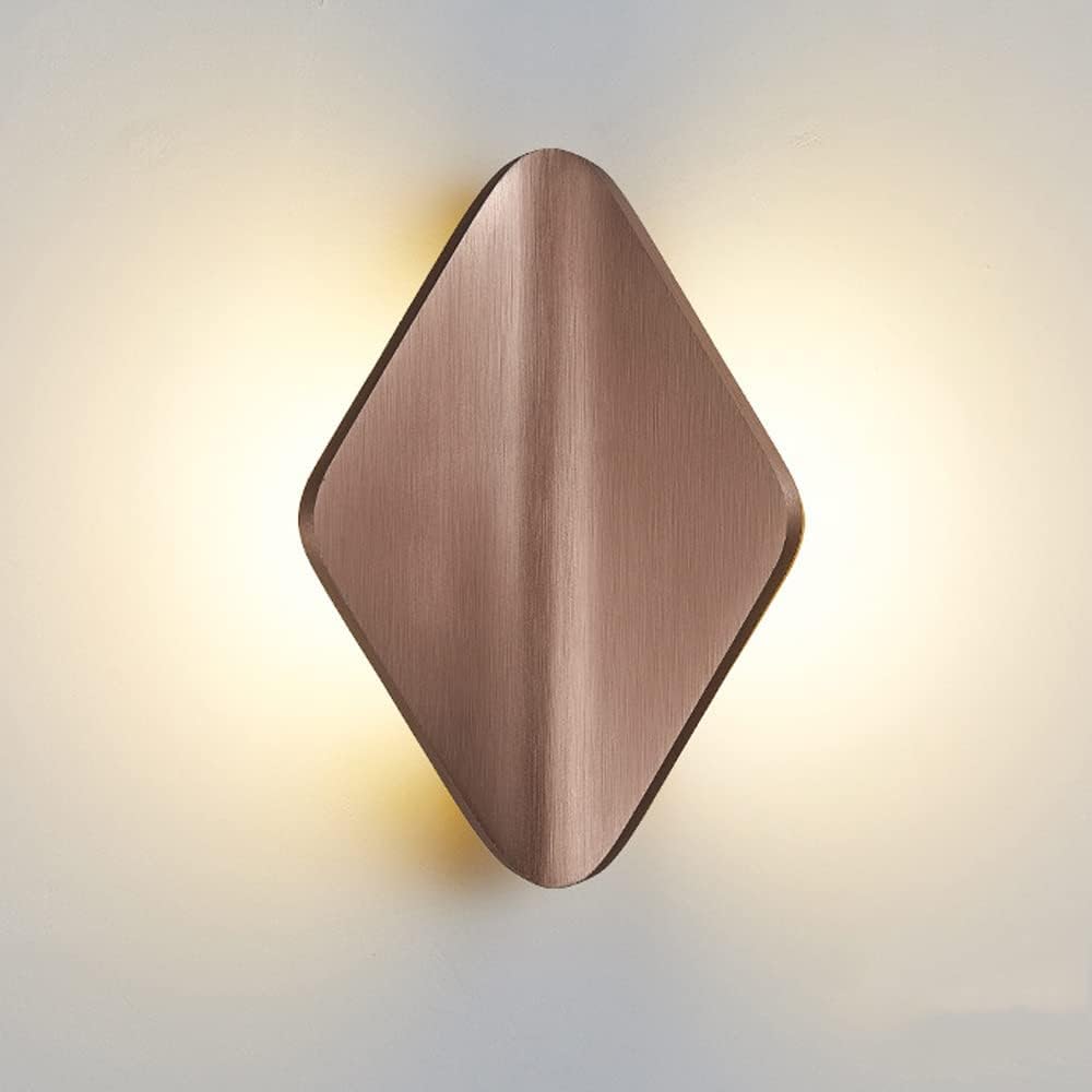 VDOQTLJT Simple Wall Lamp丨Living Room Bedroom Bedside Sconces丨Rhombus LED Study Bathroom Aisle Stairwell Lighting Fixtures丨Brushed Aluminum Lamp Light丨Decorative Lights Chandelier(Bronze)
