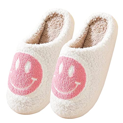 Knuffis Smiley Pantoufles Femmes Hiver Pantoufles Confortable en Peluche Moelleux Curseurs Dames Pantoufles Maison Chaussures Cover