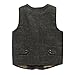 Coodebear Boys' Girls' Map Lined Pockets Buttons V Collar Vests Deep Grey Size 8T