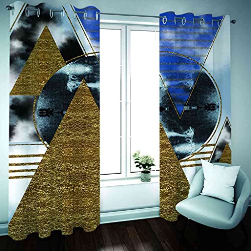 Rideau Occultant Pyramide Abstraite 3D Rideaux à Oeillets Chambre Isolant Phonique Salon