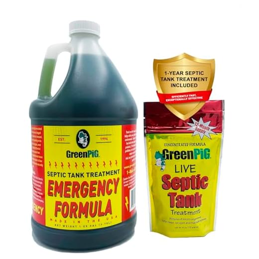 GREEN PIG Septic Tank Treatment Emergency Formula Quickly Breaks Down Clogged or Under-Performing Septic Tanks, Leach Lines and Fields, 1 Gallon