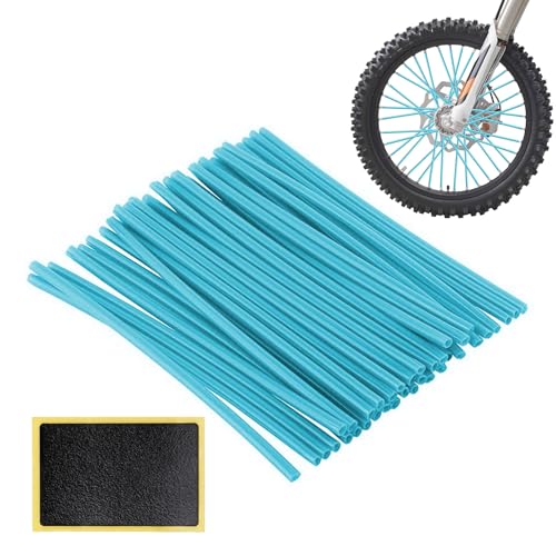 72 Piezas Reflectores de Radios de Bicicleta, Pegatinas Bicicleta, Reflectores de Radios de Visibilidad, Reflectante para Rueda de Alta Visibilidad, Radios de Bicicleta Reflectantes, Azul Claro